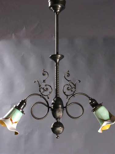 2-Light Electric Chandelier with Pulled Feather Shades